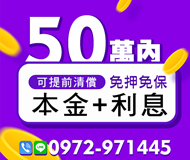 「高雄借款」可提前清償 本金+利息 | 50萬內 免押免保